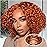 omswet Curly BOB Wig Human Hair 200 Density 5x5 HD Lace Closure Deep Wave Wigs for Black Women Glueless Wear and Go Pre Plucked Deep Wave Wet and Wavy Glueless Wigs Human Hair Ginger 12 Inch