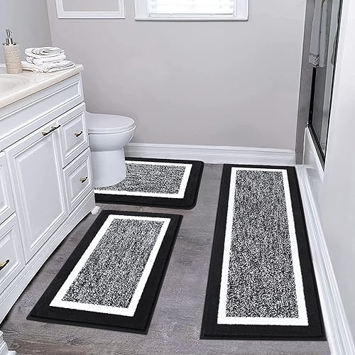 Miniatura 20 de Pauwer Juego de baño, alfombras de baño antideslizantes, alfombras de ducha absorbentes para suelo de baño, bañera y ducha, color azul aguamarina