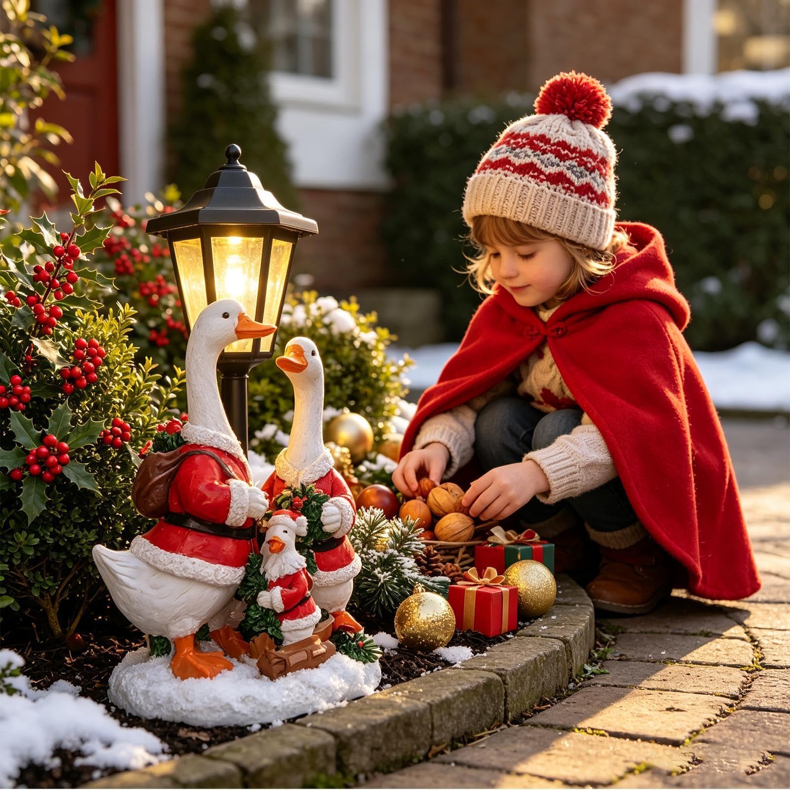 Estatua De Ganso Decoraciones Navideñas Con Sensor Automático Y Luz LED
