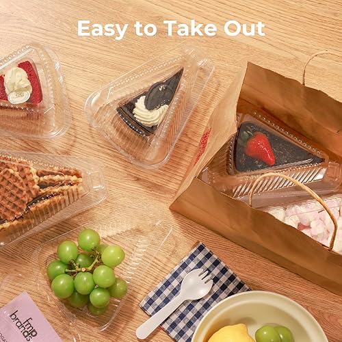 Miniatura 6 de Paquete de 50 recipientes de plástico para rebanadas de pastel con tapas tapa con bisagras de cúpula mediana transparente de 5 pulgadas contenedor