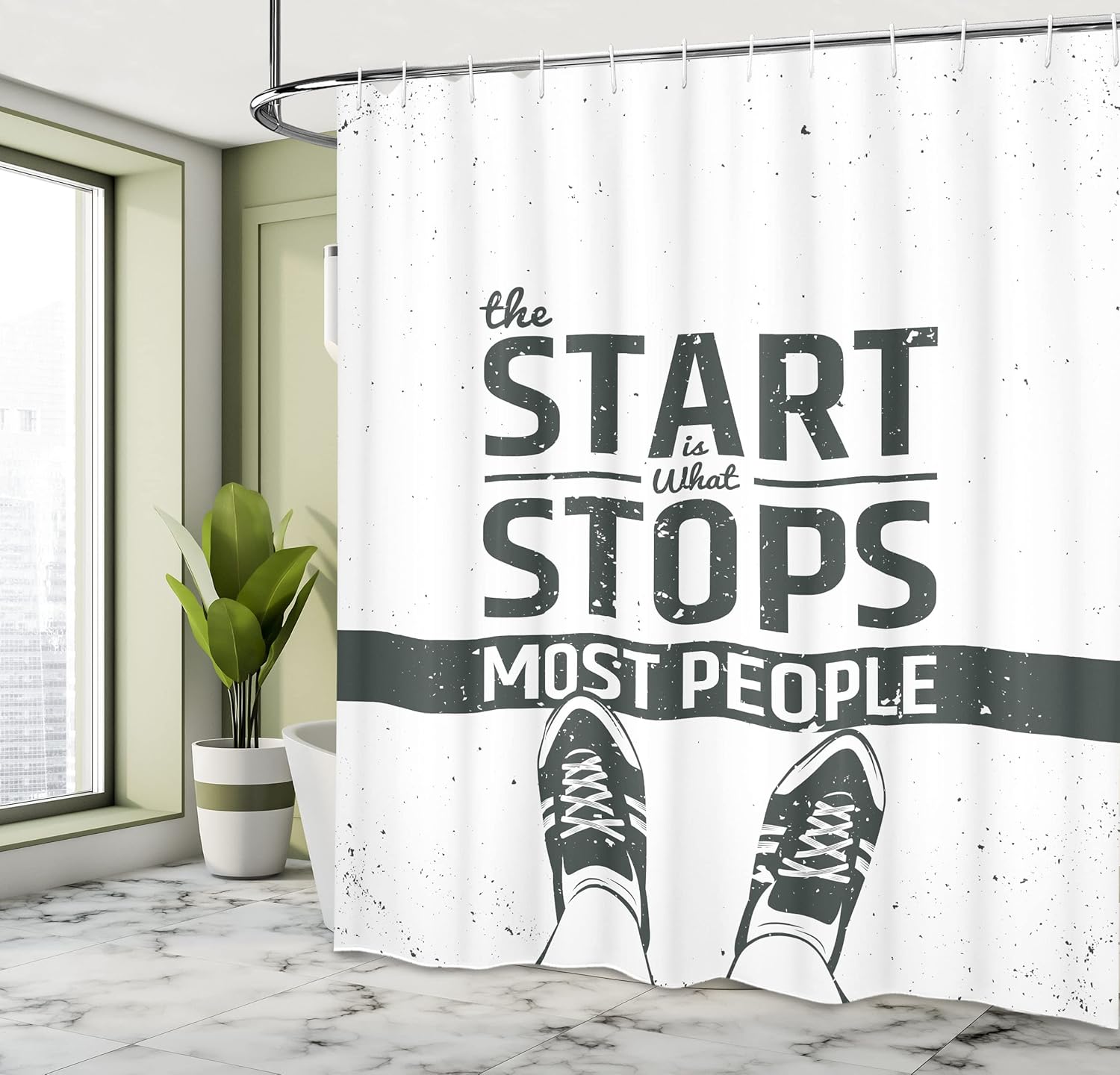 Ambesonne Saying Shower Curtain, Modern and Writing with Teenager Artwork Image Print, Cloth Fabric Bathroom Decor Set with Hooks, 69" W x 70" L, Coconut Black