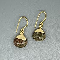 Vista 26 de Gempires - Pendiente de gancho de pera natural, pendiente de meditación, joyería hecha a mano, regalo para ella Yaxaite