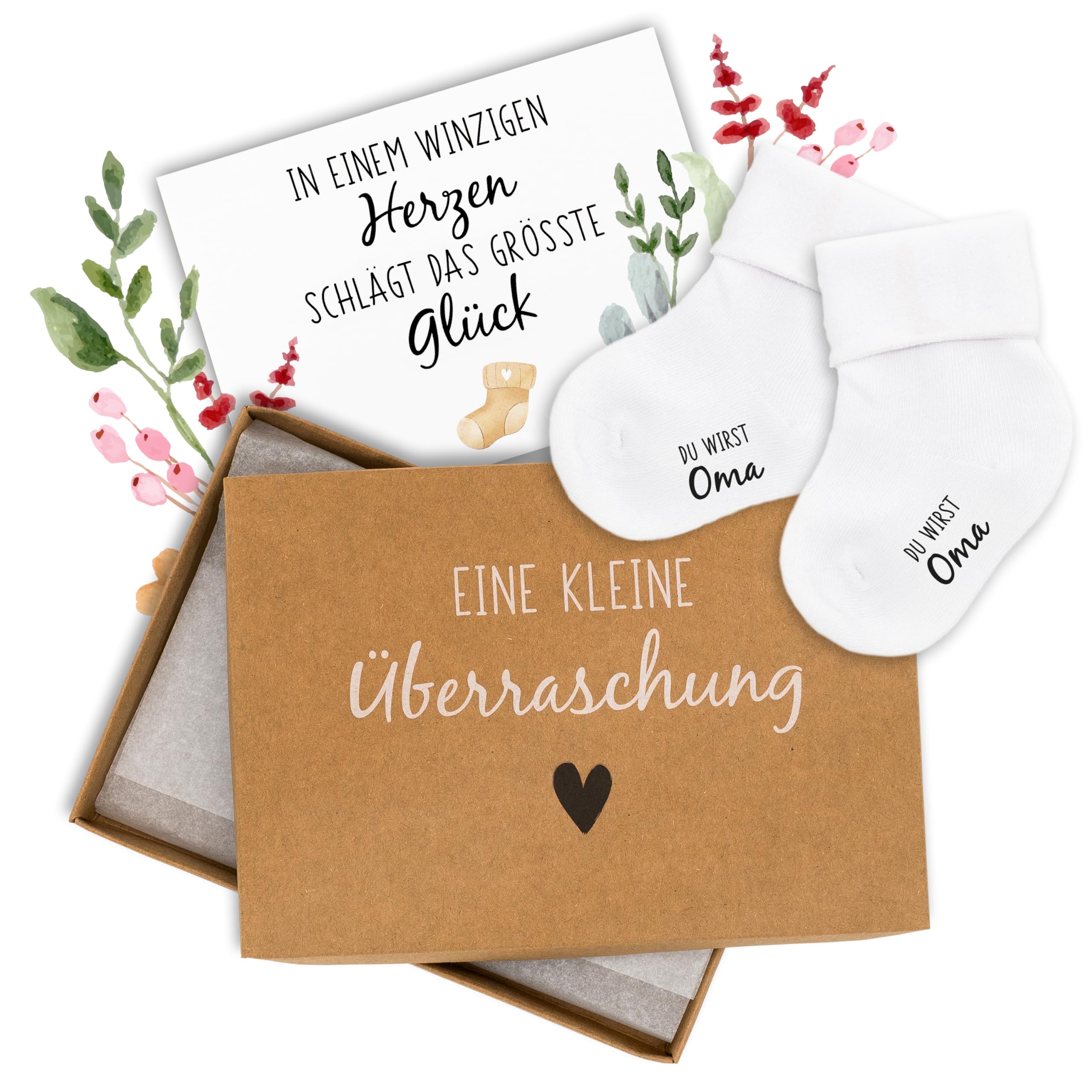 Amari® Babysocken Geschenkset – „Du wirst Oma“ – Schwangerschaft verkünden mit süßer Geschenkbox – Perfektes Baby Geschenk für werdende Großeltern