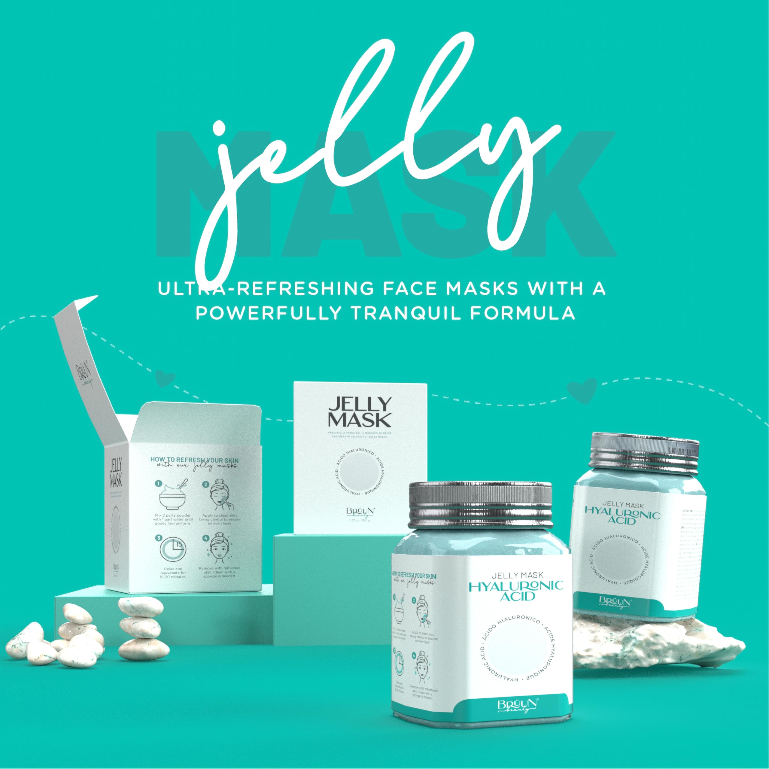 BRÜUN Beauty Hydrogel Jelly Face Masks Moisturizing Hydro jelly Hyaluronic Face Mask Jellymask Natural Anti-Wrinkle Natural For All Skin Types, 650g