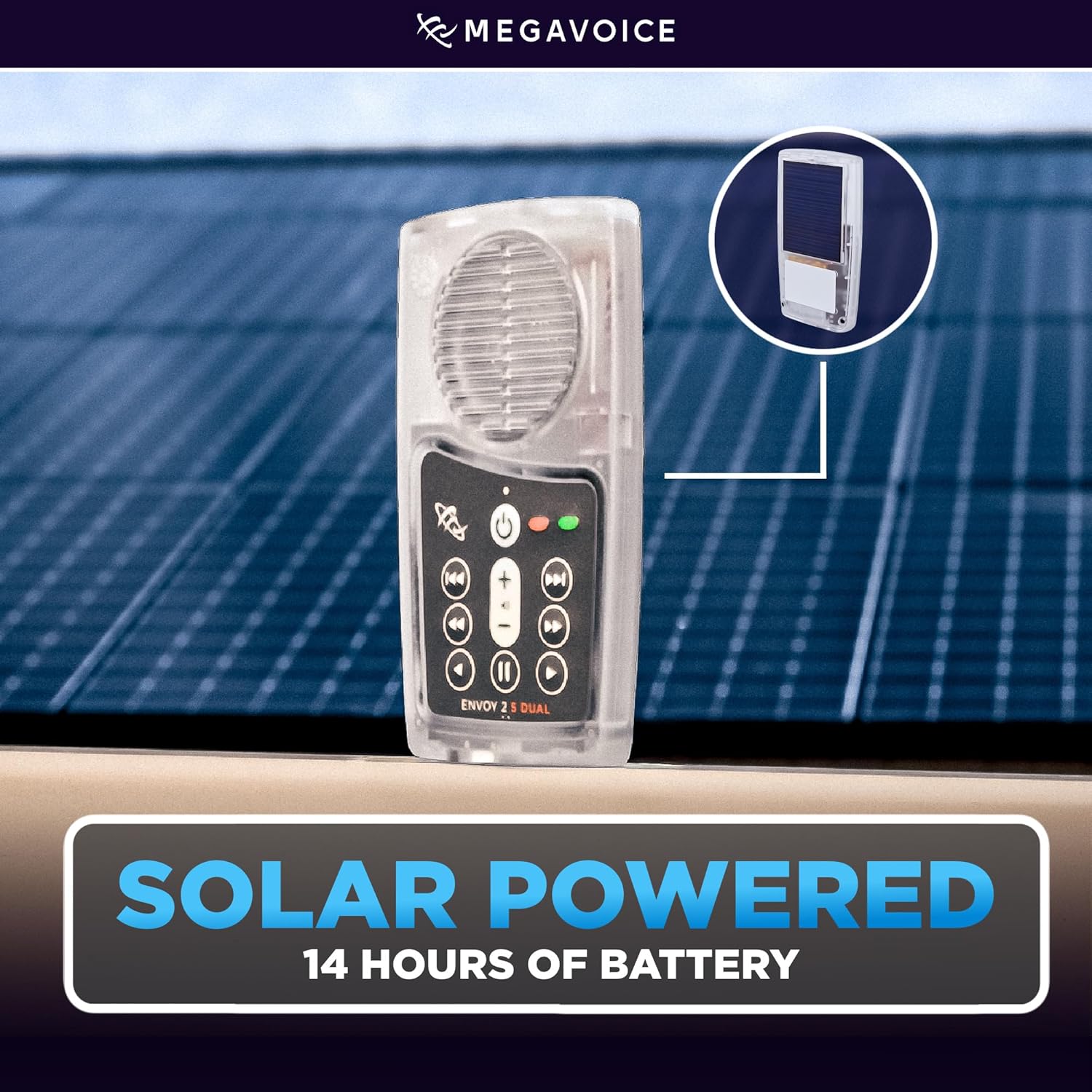 New Living Translation (NLT) Chronological Bible with The Daily Bible Podcast Featuring Tricia Goyer & Michelle Hill MegaVoice Handheld Solar Powered Audio Bible Player (NLT+DBP-Solar+)