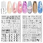 Biutee Nail Art Stamping Plates Set 10PCS French Line Stamp Templates, Nail Stamping Kit with Silicone Nail Stamper for DIY Print Manicure Salon Design Gift In Home