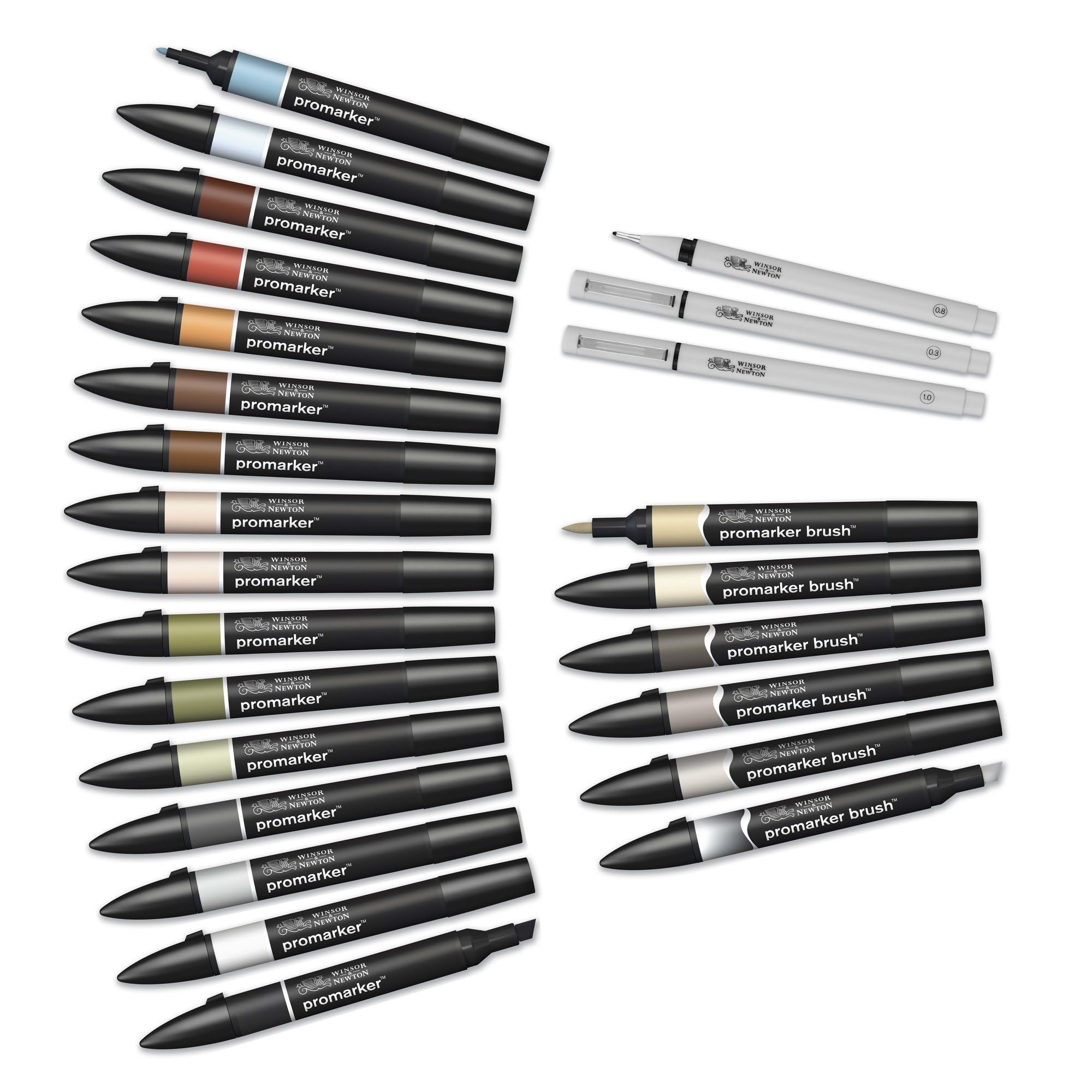 Winsor & Newton Promarker & Fineliner - Set de rotuladores de Diseño de Interiores, Estuche de 26
