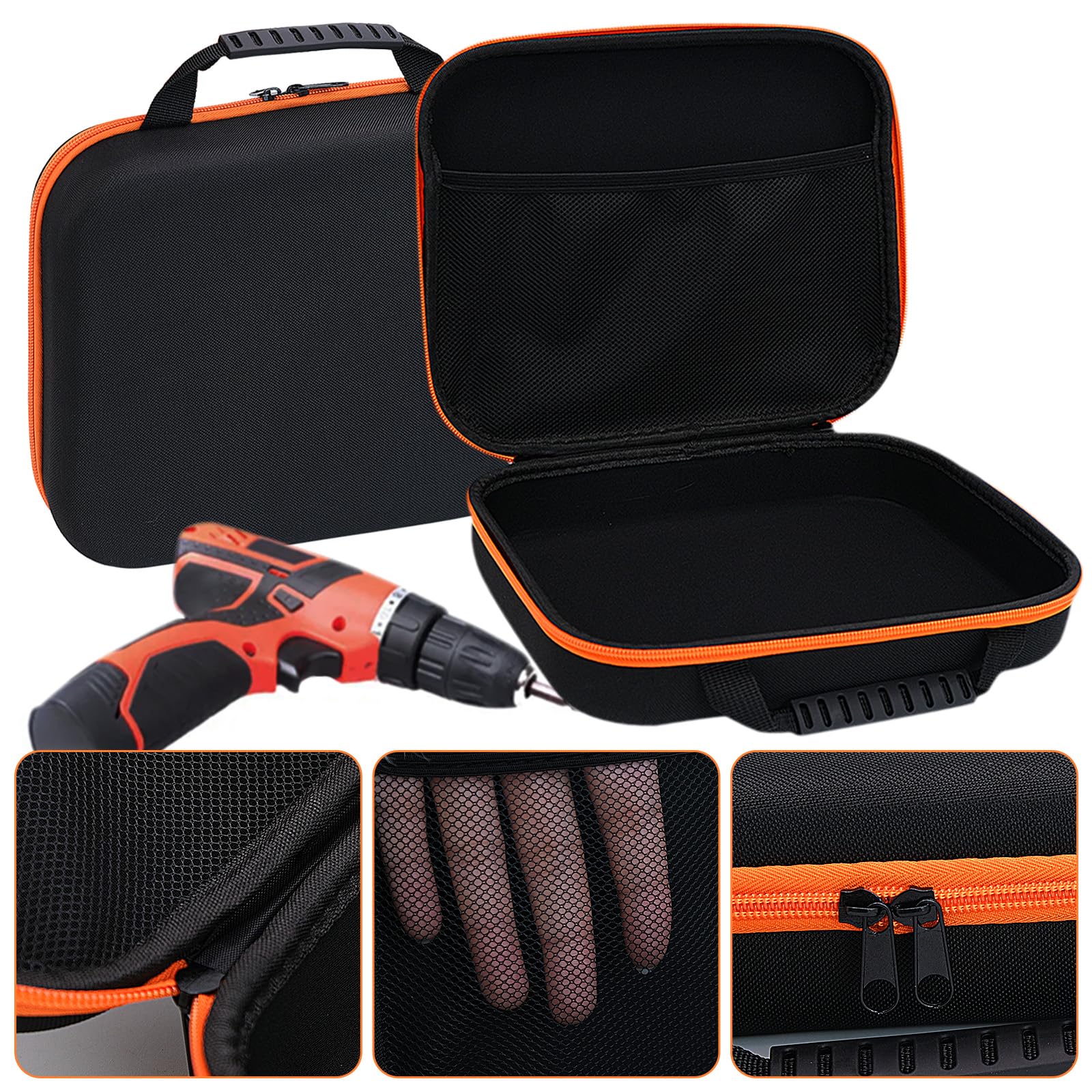Custodia per Accessori per Trapano Elettrico,Borsa per attrezzi con scatola,Borsa rigida in EVA nera,27 * 22 * 7.5 CM