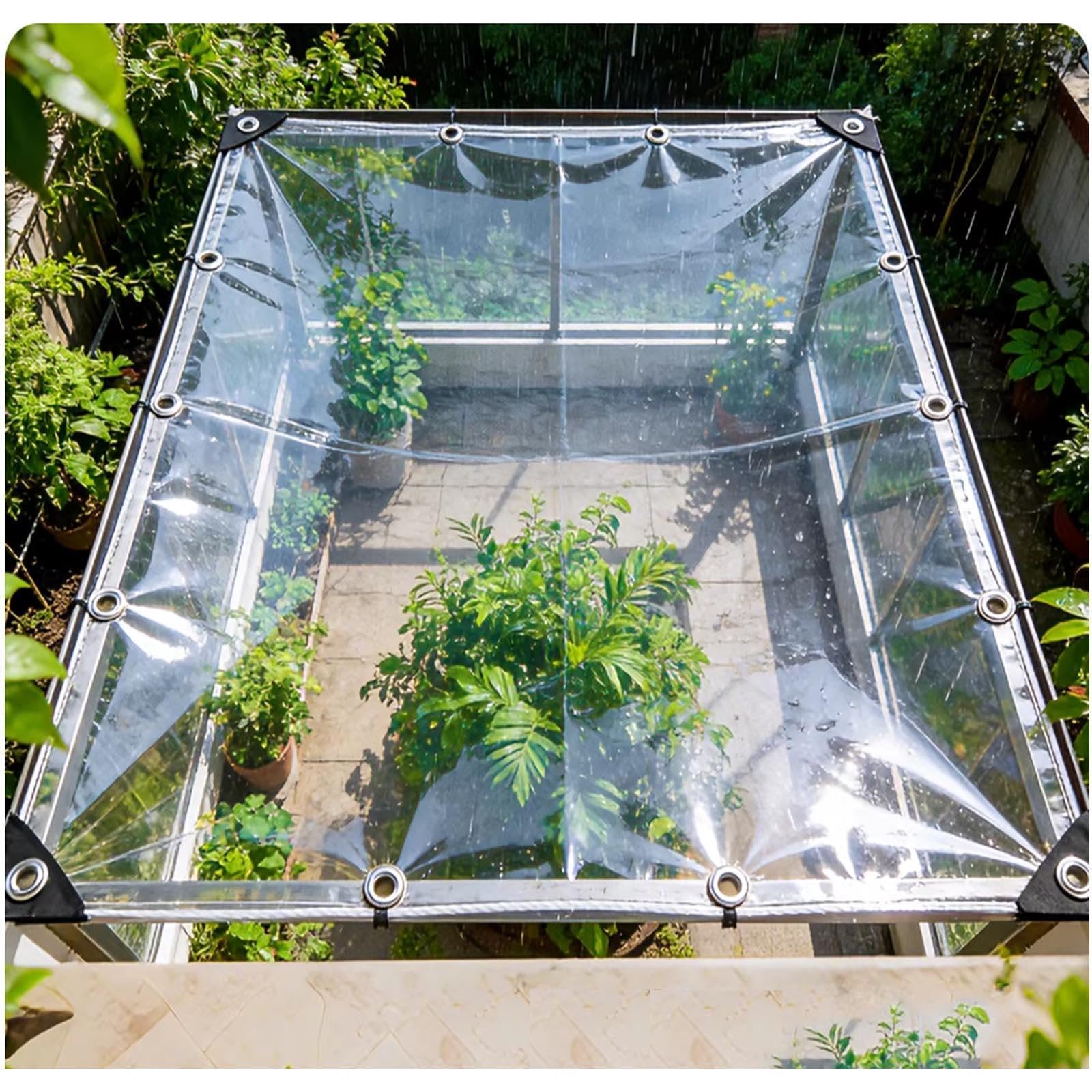 Clear Gazebo Pergola Tarpaulin Side Panels,400 G/M² Pvc Clear Tarpaulin,Waterproof Heavy Duty Clear Tarp,With Eyelets,Durable Raincloth Sheet,WxH-1.8x2.4m/5.9x7.9ft