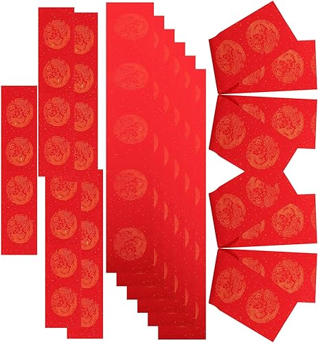 Miniatura 9 de EXCEART Pareja china de bricolaje en blanco para Año Nuevo chino, 5 juegos de parejas de festival de primavera de papel rojo Chun Lian para