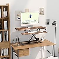 Vista 2 de Flexispot - Convertidor de escritorio de pie de 40 pulgadas; posición ajustable de sentarse a pararse; estación de trabajo con computadora y amplio