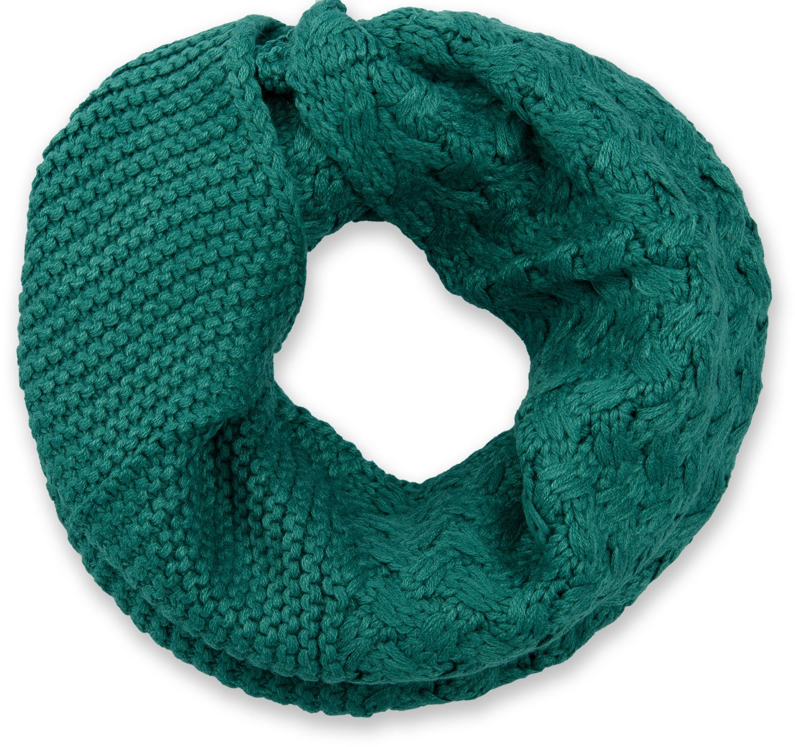 Stylebreaker Women's Petrol Knit Loop Scarf With Pattern Mix, Single-Colour Fine-Knit Snood, Winter Knit Scarf, Unisex 01018153, Colour: