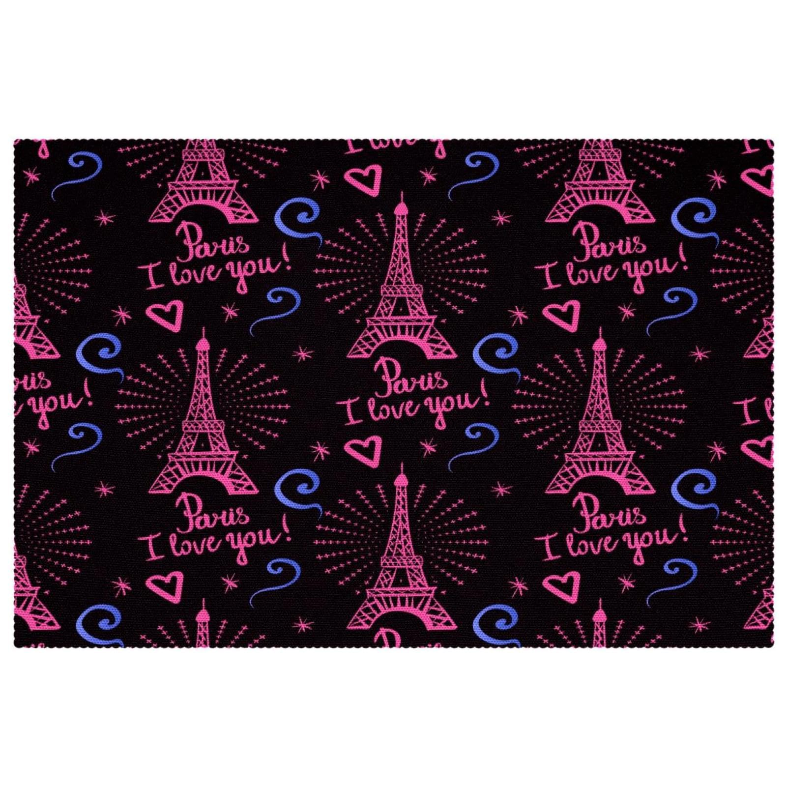 Sets de table Tour Eiffel rose antidérapants anti-brûlure table x6
