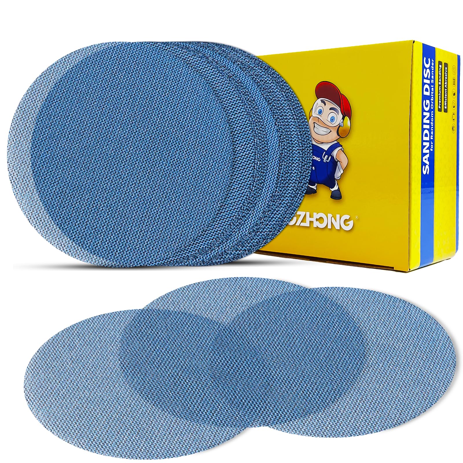 AOZHONG 6 inch Mesh Abrasive Sanding Discs 80 grit, 50 pcs Ceramic Dust-Free Sandpaper, Hook and Loop Sanding Disc for Automotive, Metal, Wood, Plastc