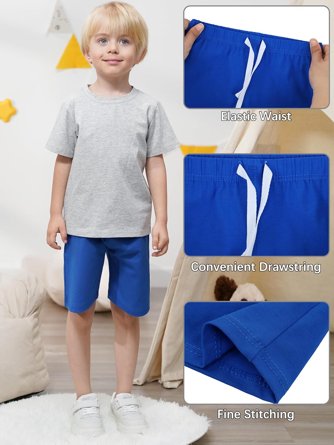 Resinta 4 Pack Toddler Boy Cotton Shorts Boys Casual Shorts Pull-on Shorts Soft Baby Boy Shorts for Summer - Image 5