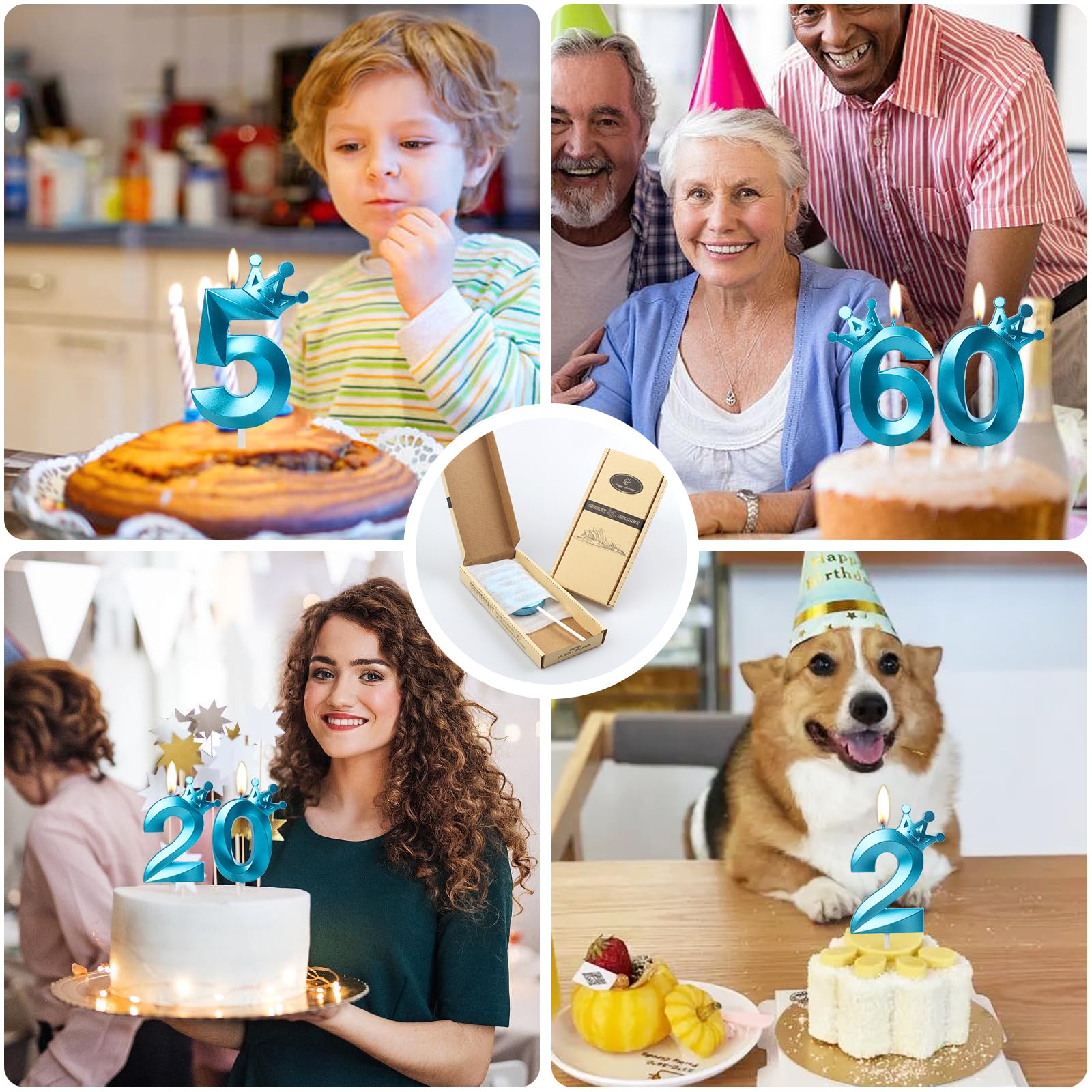 Amazon.co.jp: ケーキ用20歳の誕生日キャンドル、クラウン付きナンバー