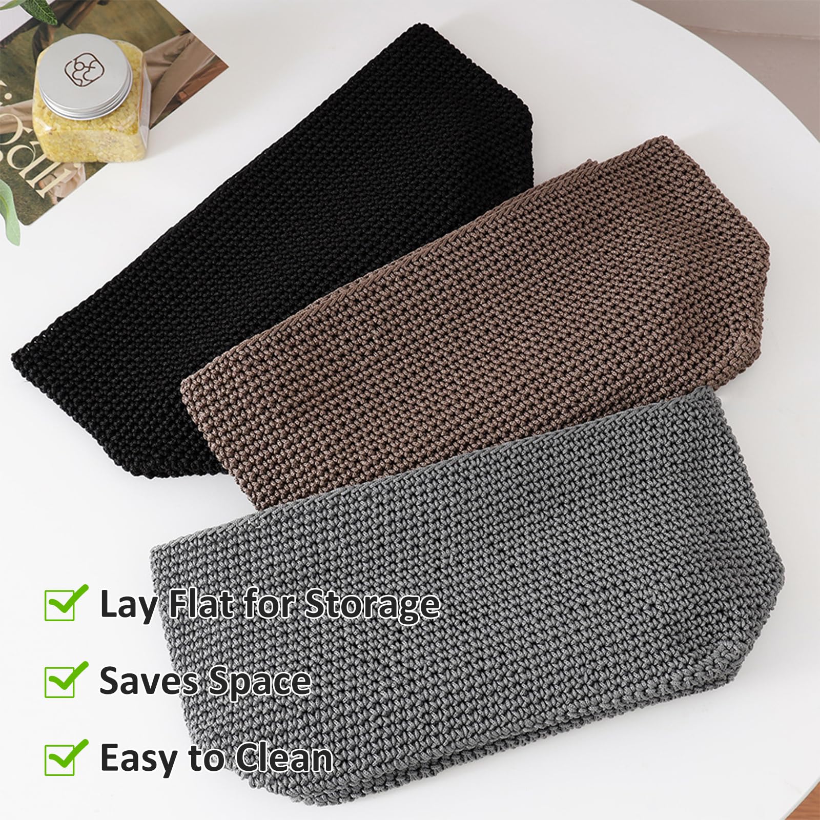 2 Pcs Cestini Portaoggetti, Cesto Portaoggetti Intrecciati a Mano, Piccolo Ceste Porta Oggetti per Camera da Letto, Bagno, Cucina, Studio, Ufficio (Grigio)