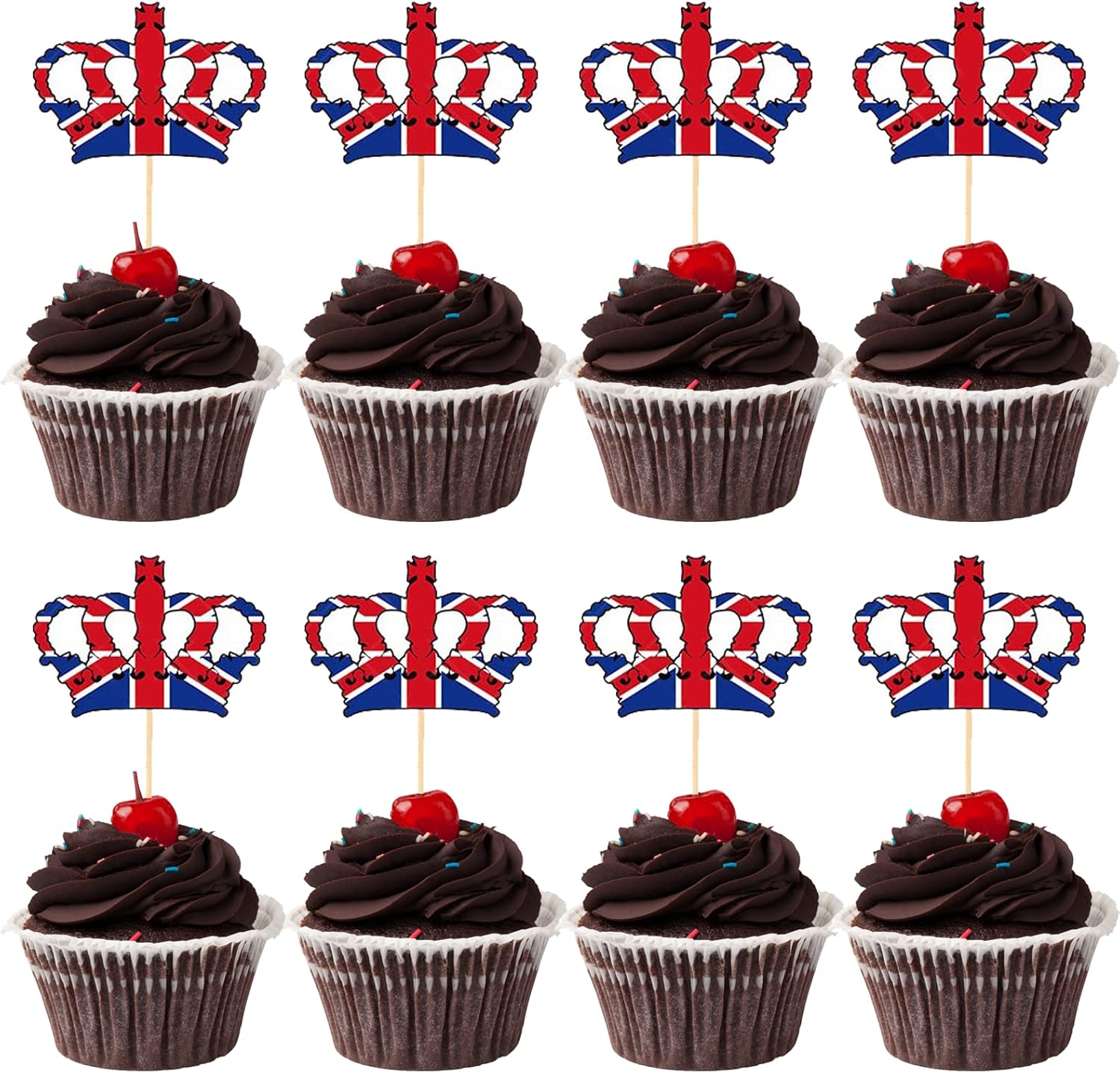 Coronation Cake Toppers, King Coronation Cake Decorations, 24 Pcs