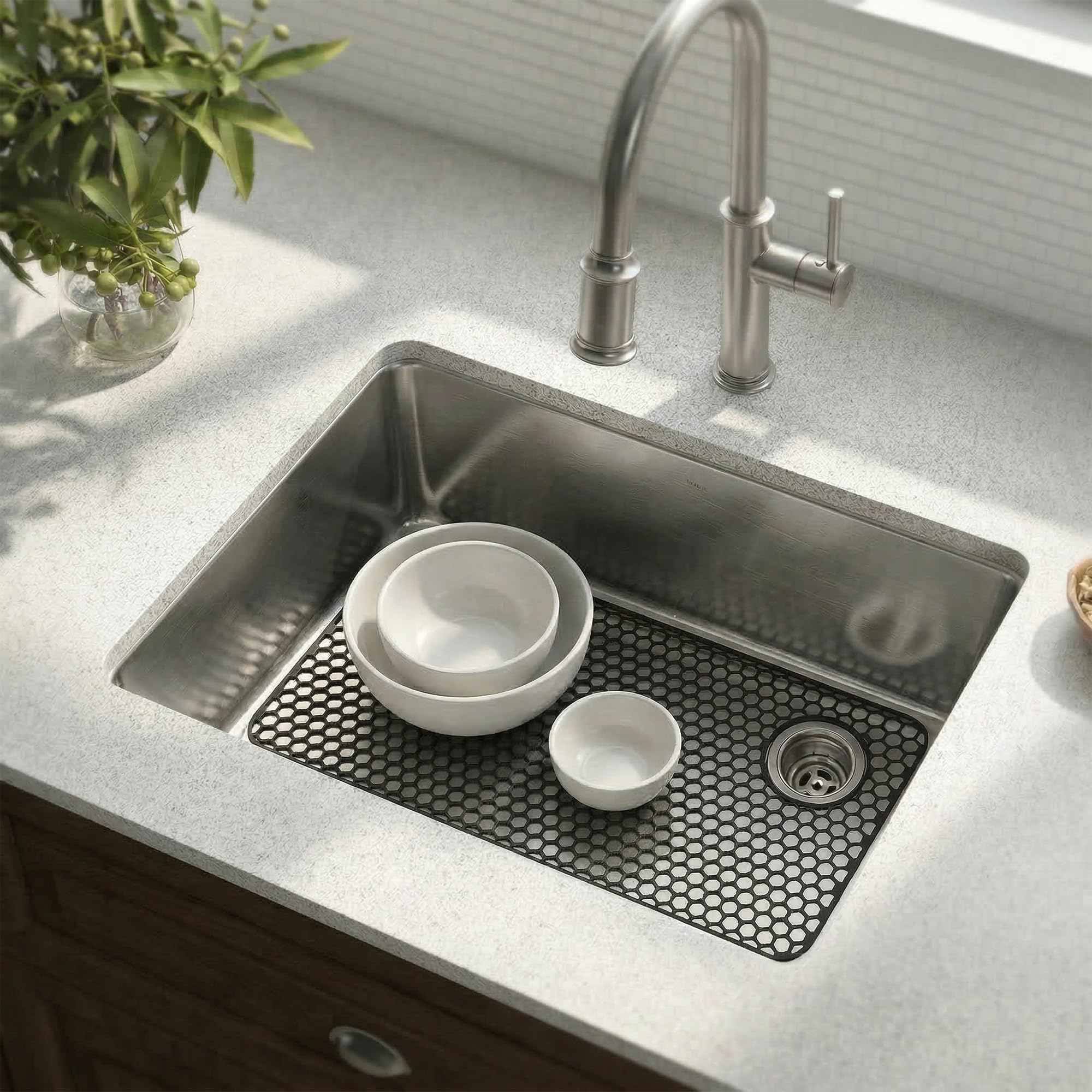 Tappetino in silicone per lavello, 72 x 37,4 cm, resistente al calore, tappetino scolapiatti per cucina, fondo in porcellana e acciaio inossidabile, accessorio da cucina, scarico destro e