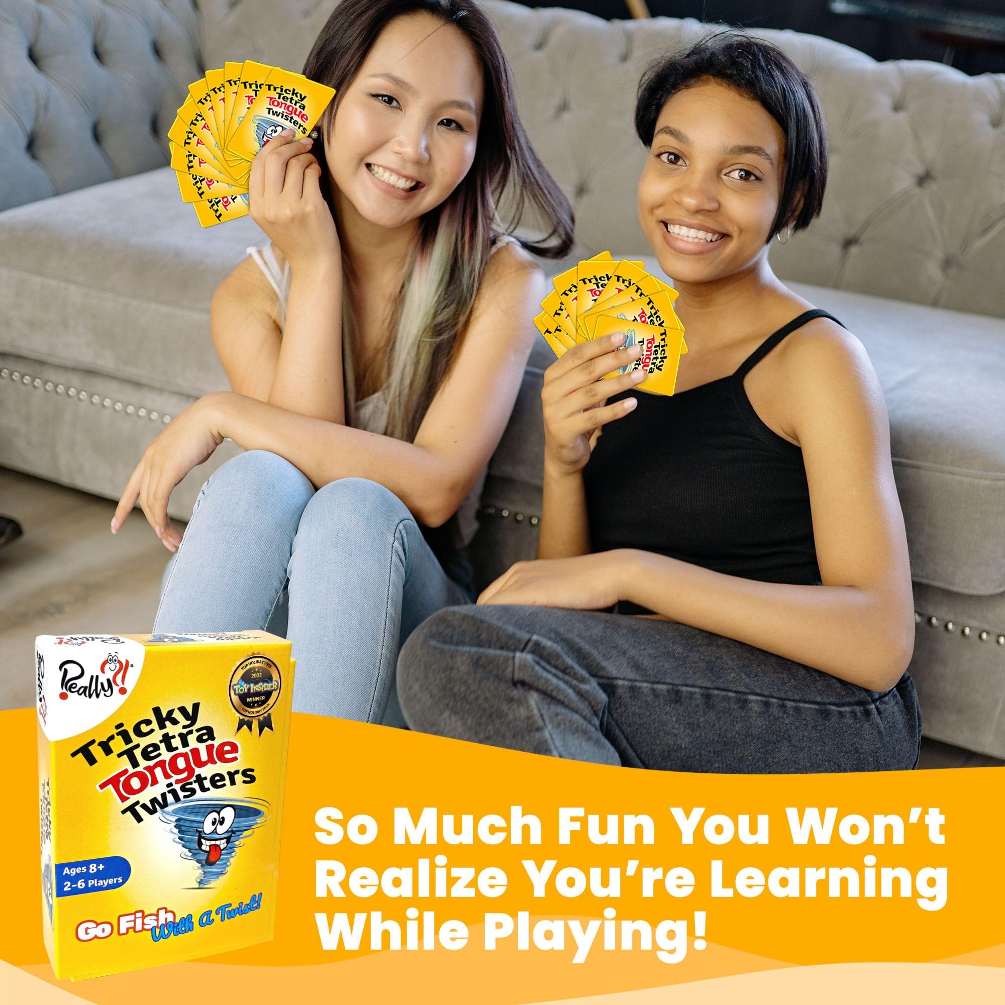 Really?! Tricky Tetra Tongue Twisters, juego de cartas para niños y adultos, juego de fiesta familiar, niños de 8 a 12 años, divertidos juegos de aprendizaje SLP, regalos para niños y niñas, juegos de