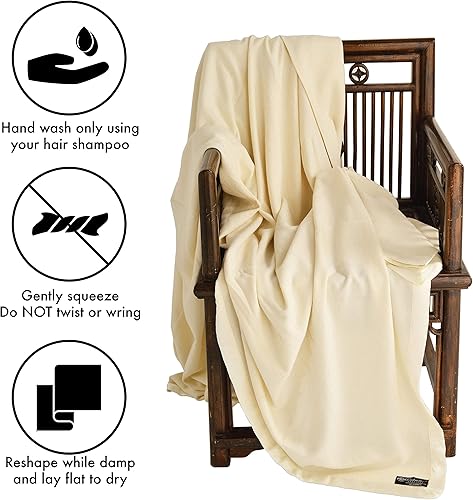 Miniatura 8 de Cashmere Boutique 100 pura cachemira Queen manta en 4 capas color marrón camello tamaño 898 x 898in