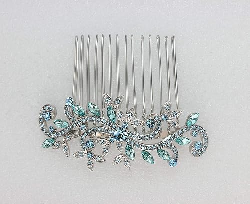 Miniatura 3 de Faship Magnífico peine de pelo floral con diamantes de imitación de