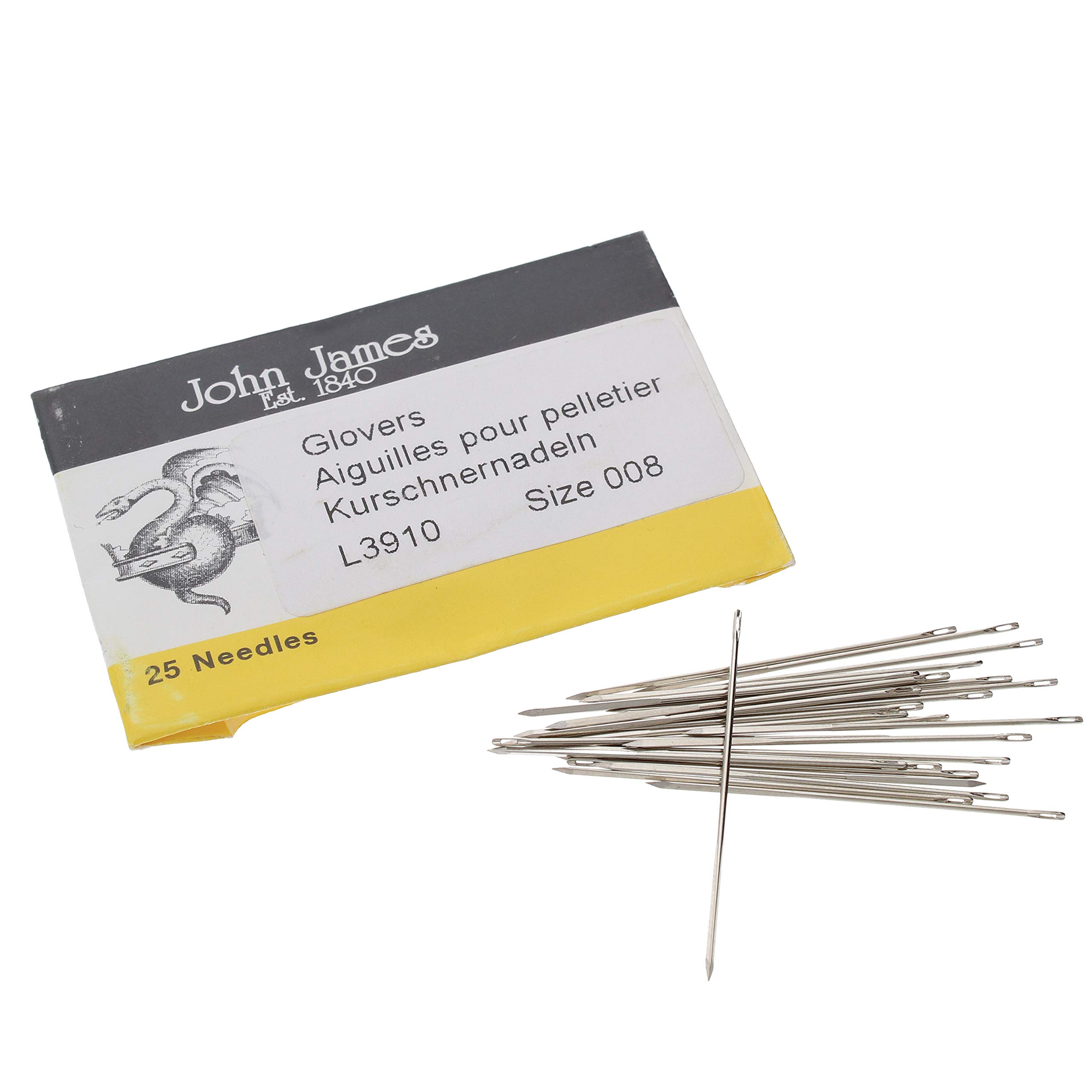 Aiguilles Glovers 0,61 mm John James pour éviter de déchirer les tissus rigides
