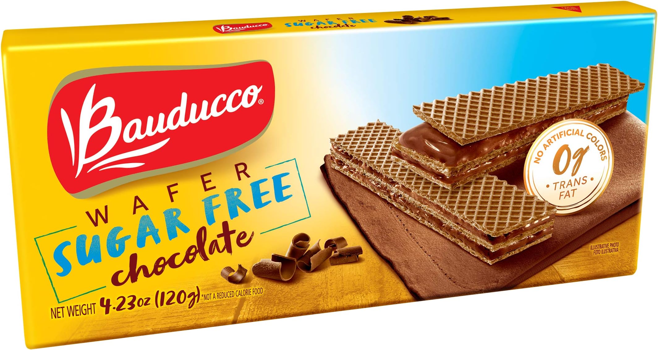 Bauducco Wafer Cookies - Enriched with Chocolate - Sugar Free Delicious & Crispy Wafers - 3 Creamy Layers - Great for Snacks & Dessert - No Artificial Flavors, 4.23oz (Pack of 3)