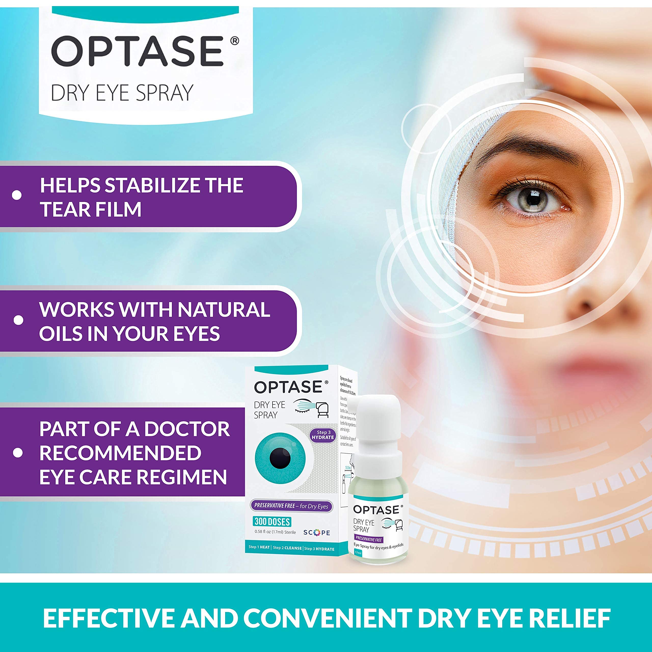 OPTASE Comfort Dry Eye Spray Eye Spray for Dry Eyes Preservative