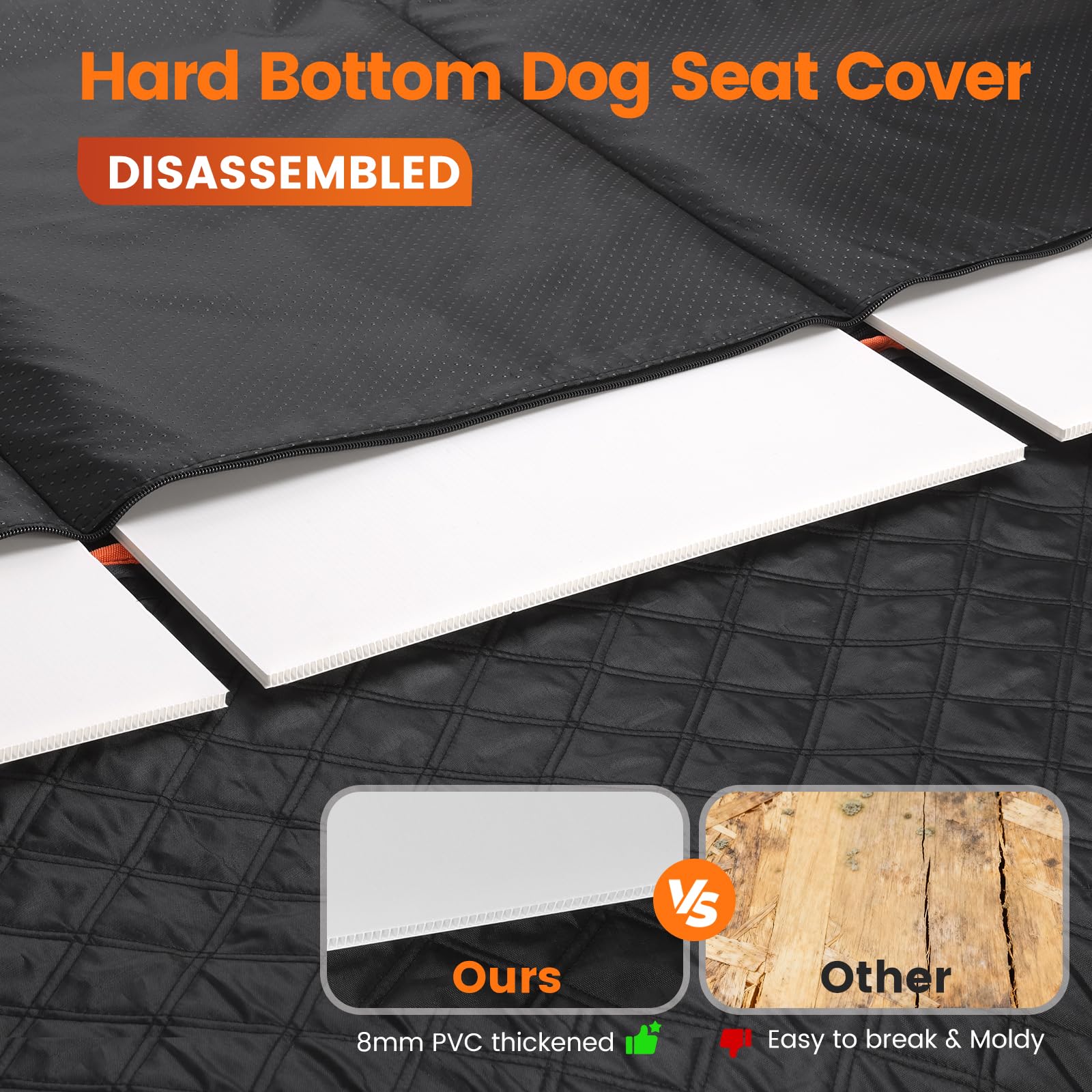 Dog Seat Cover for Back Seat Hard Bottom,Holds 500 lbs,Waterproof Dog Car Seat Cover for Back Seat Extender,Scratch-Proof Pet Hammock for Car,SUV,Truck - with Mesh Window & Storage,Black - image 4