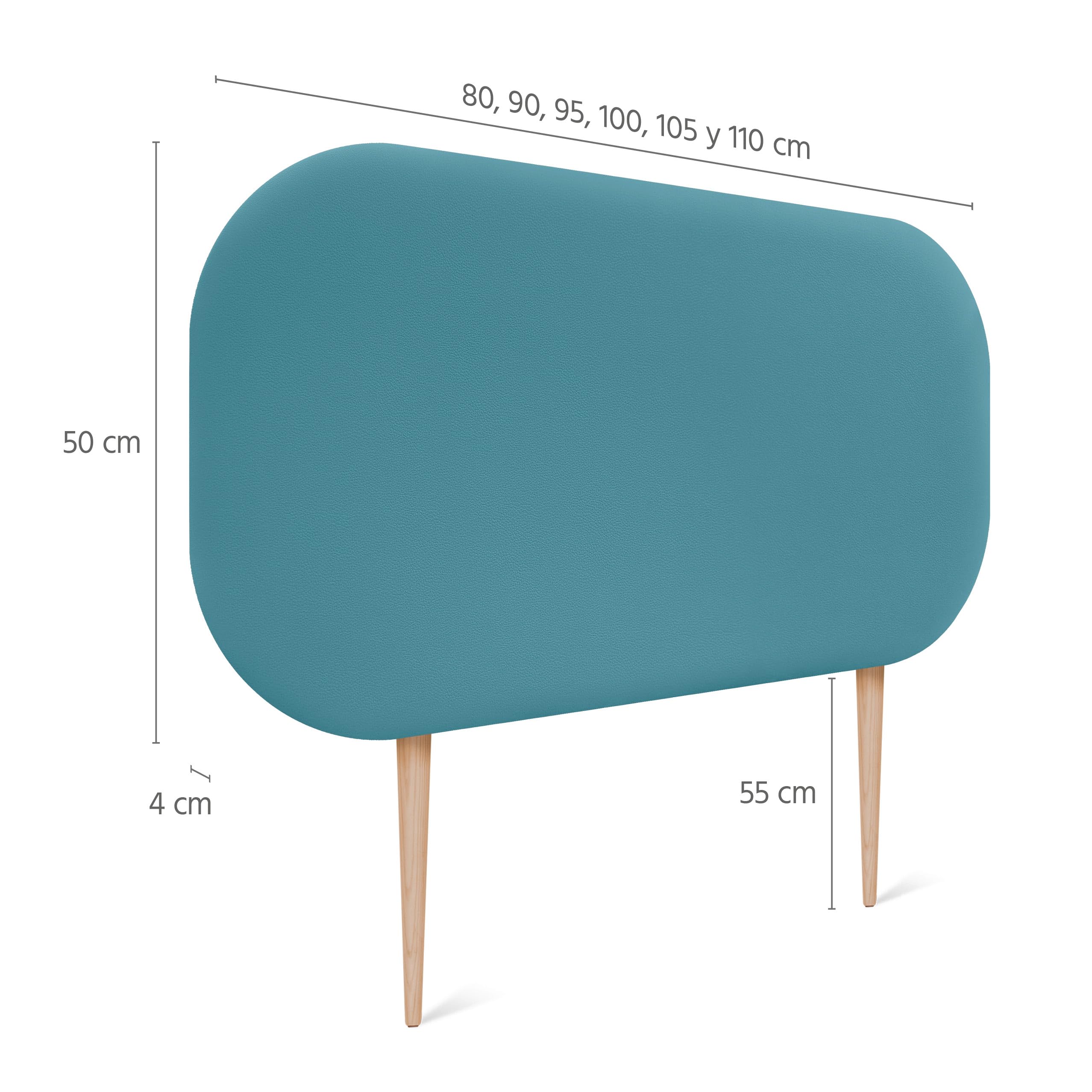 DHOME Cabecero Tapizado Curvo Liso Polipiel 50cm Altura con Patas para Pared Acústicos Cabeceros Absorbentes Cabezal Cama Dormitorio (Turquesa, 90cm)