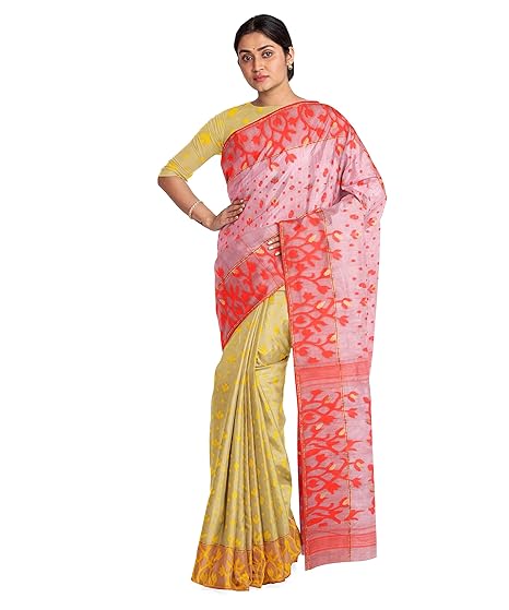 Buy Sarika Women S Floral Zari Work Cotton Dhakai Jamdani Saree Red Yellow At Amazon In Buy Sarika Women S Floral Zari Work Cotton Dhakai Jamdani Saree Red Yellow At Amazon In