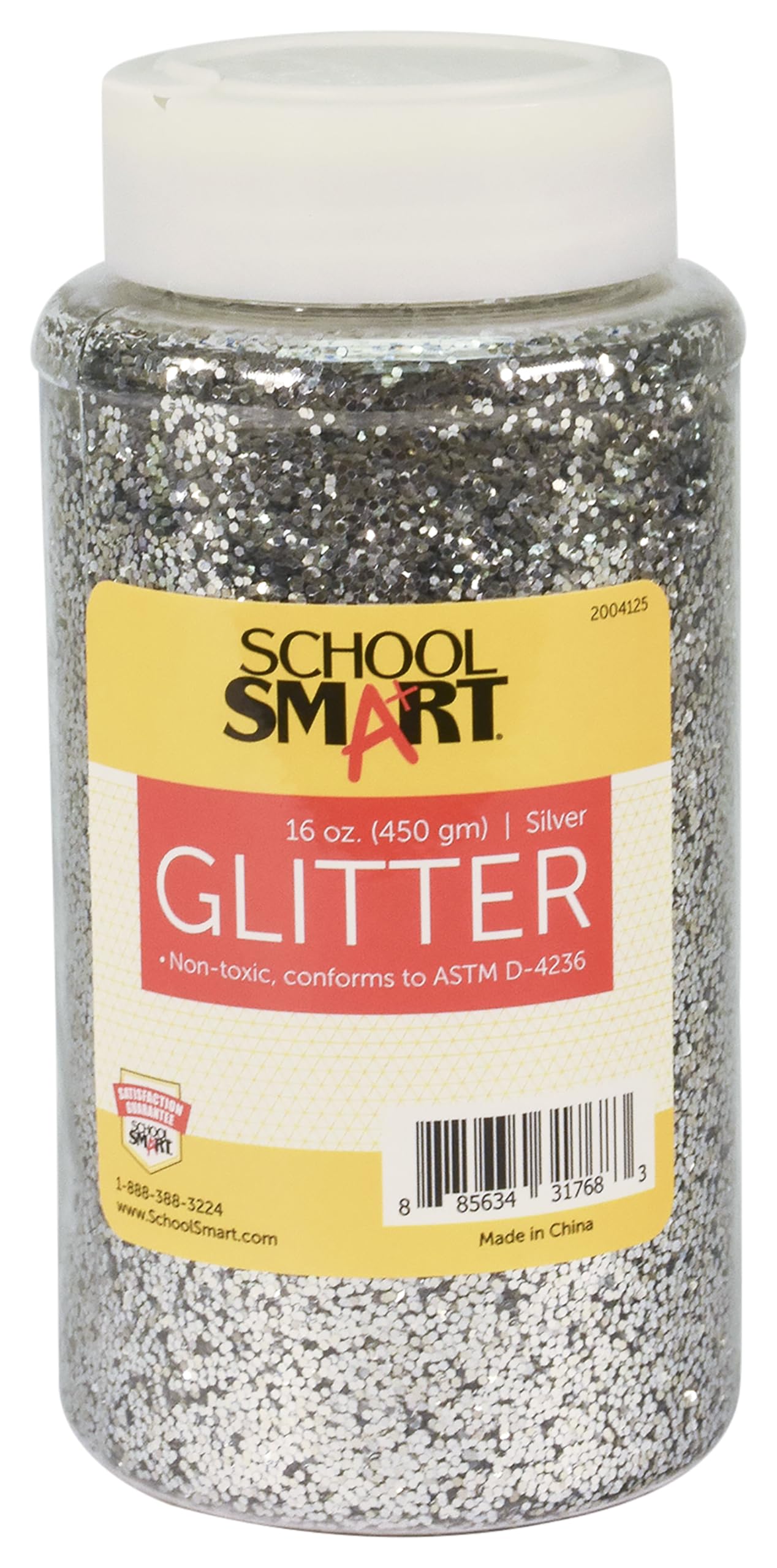 School Smart Craft Glitter, 1 Pound Jar, Silver