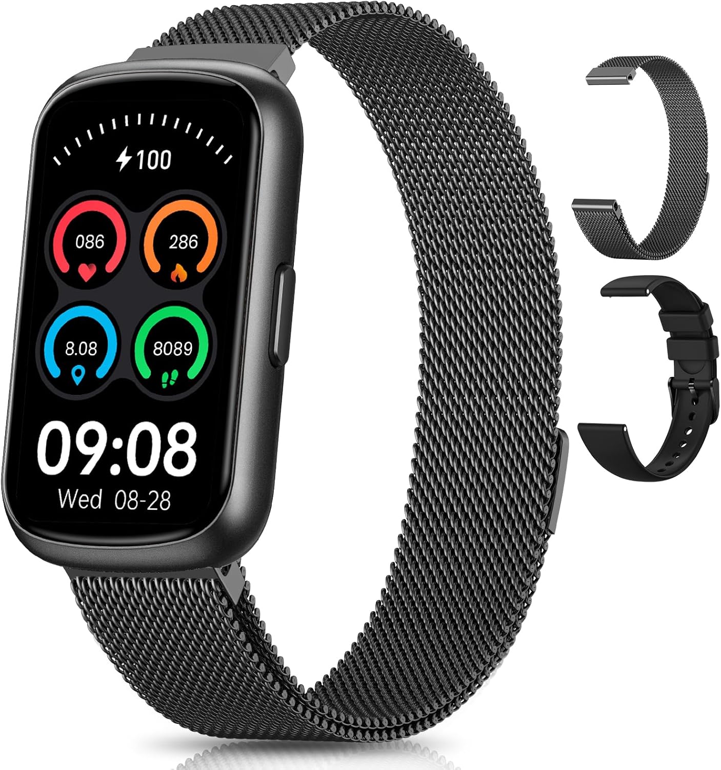 activity & fitness tracker, 24/7 heart rate monitor smart watches for women/men, fitness watches for women/men with step tracker and sleep tracker, ip68 waterproof watch for android phones/iphones black-ink black