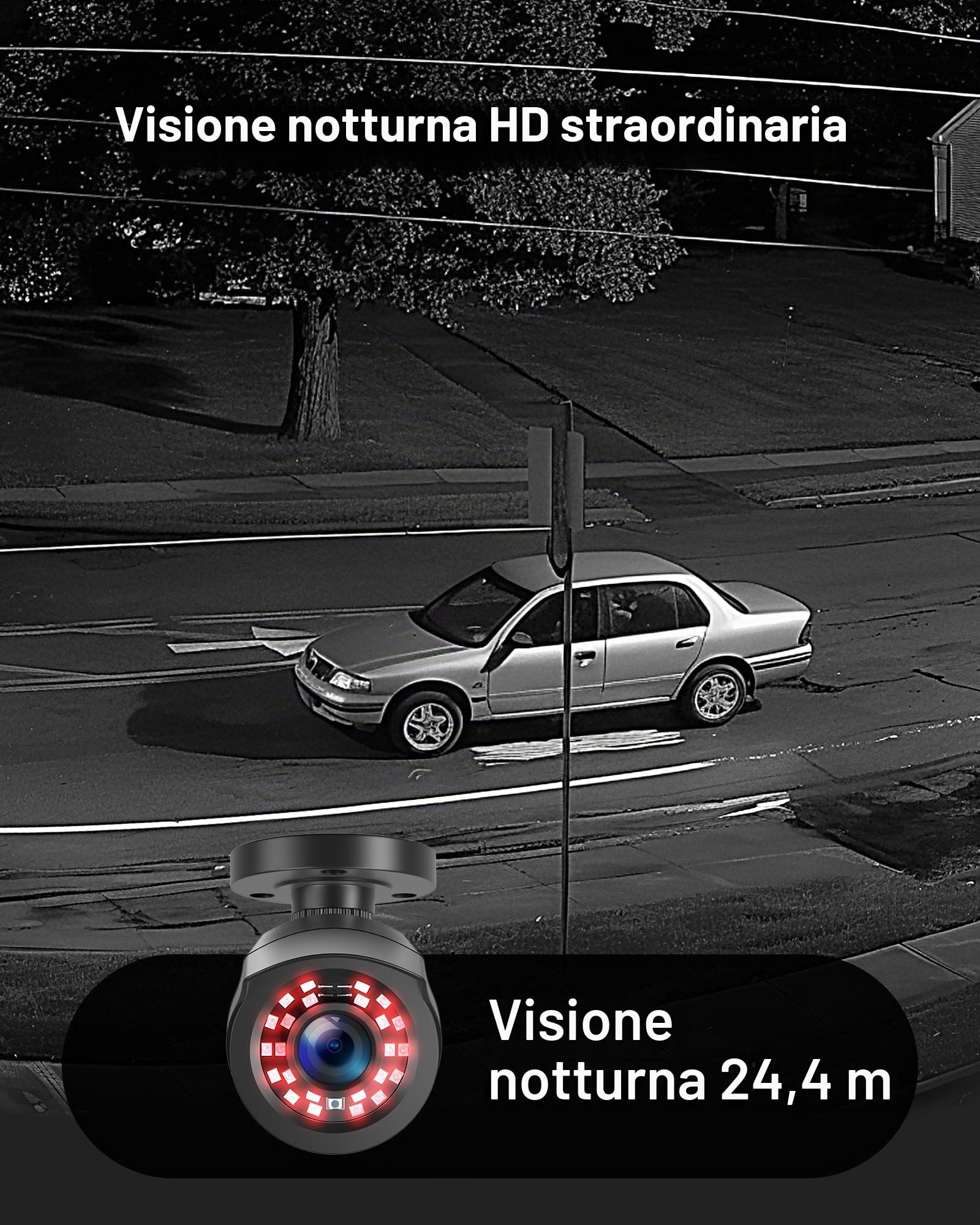 ZOSI 1080P 8CH 500GB DVR Pacchetto di sicurezza completo con 4 telecamere bullet cablate per interni/esterni, rilevamento intelligente, IR 24 m per casa e garage