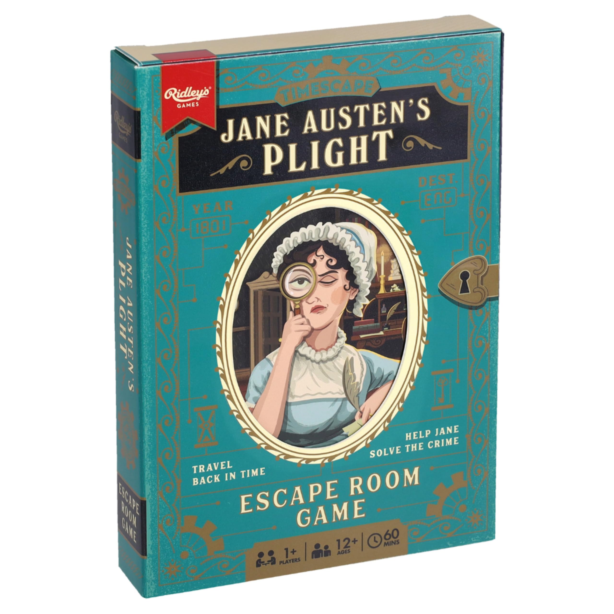 Ridley's Timescape: Jane Austen- Escape Room Game - Travel Back in Time to Help Jane Solve the Crime -Re-Playable and Re-Giftable - Date Night Favorite - 1+ Players for Ages 12+ and 90 Minute Playtime