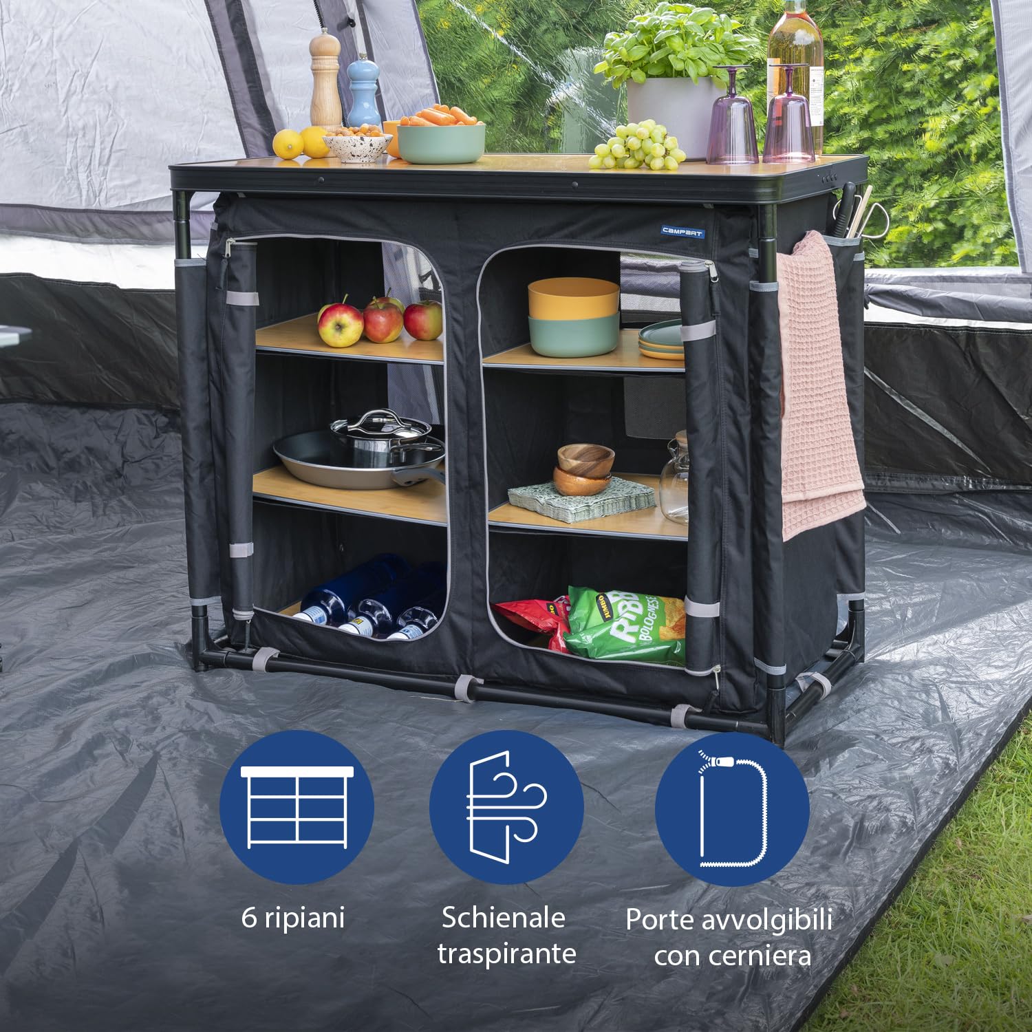 YUENFONG Armadio Da Campeggio Pieghevole Con Borsa: Leggero, Compatto, Multispazio - Ideale Per Viaggi E Escursionismo - Foto 3