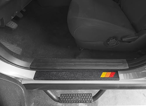 Miniatura 2 de Protección para umbral de puerta, compatible con Tundra 2007-2020, kit de 2 piezas (puertas traseras (CrewMax), negro texturizado con texto