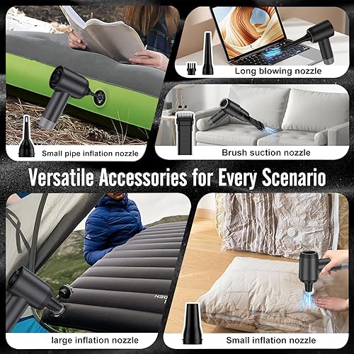 Miniatura 6 de Fanisic Aspirador de mano para automóvil, aspirador de aire, succión fuerte de 18000 PA con motor sin escobillas, bomba de mano recargable de bajo