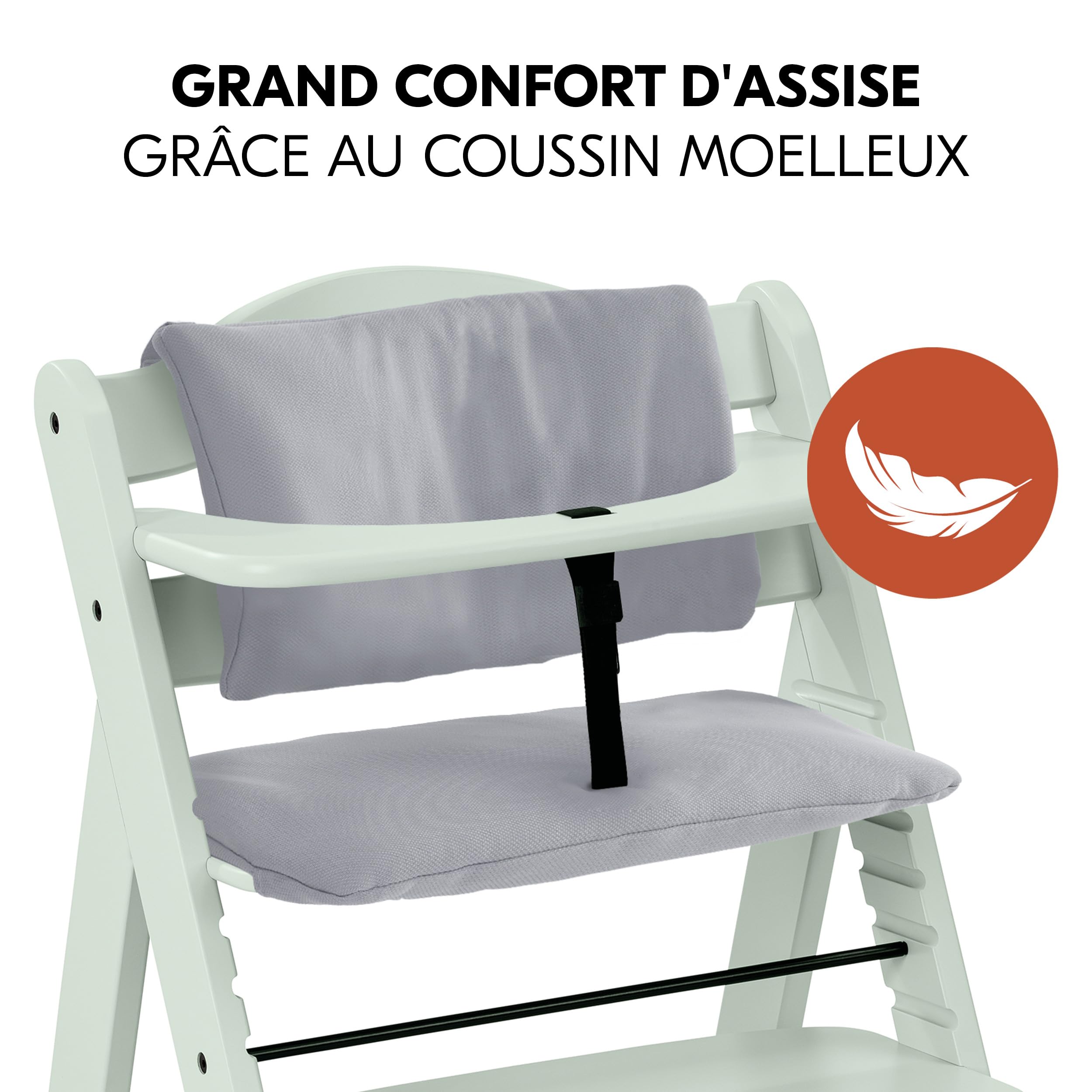 hauck Chaise Haute Bébé Évolutive Alpha Plus avec Insert Nouveau-né 2-en-1 – Utilisable dès la Naissance avec Réducteur Amovible et Coussin d’Assise Inclus, Idéal pour Repas - Menthe | Chaise haute en bois pour enfant de la naissance jusqu'à 90 kg - Avec