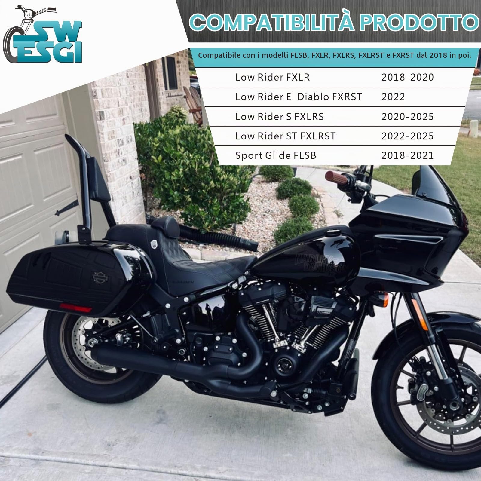 Schienale passeggero staccabile a sgancio rapido da 66 cm con aggancio Sissy Bar adatto per modelli Harley Softail Lowrider s ST FXLR FXRST FXLRS FXLRST Sport Glide FLSB Dyna Black 2018-2025