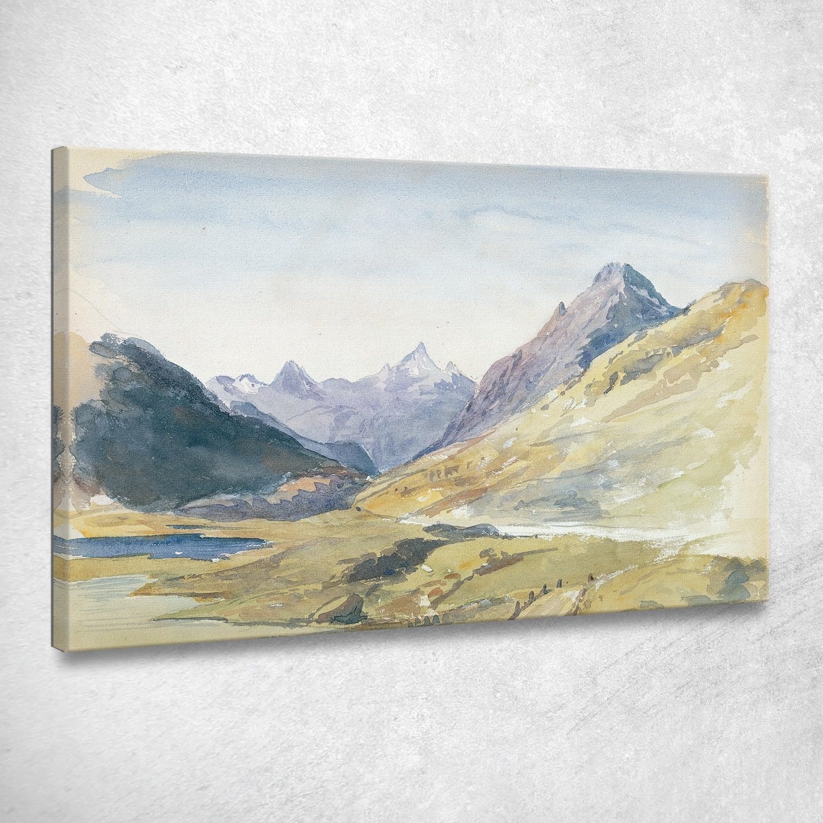 Cima del Passo Bernina John Singer Sargent, jss295 Quadro Stampato su Tela, 75x45 cm