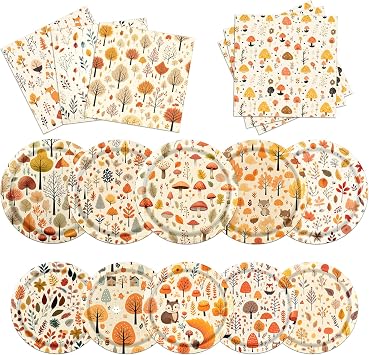 Fall Party decorations Tableware, 60Pcs Fall Leaves Party Tableware Set includes Fall Plates and Napkins, Fall Plates Maple Fall Napkins for Fall Festival Decorations Thanksgiving Party Decorations