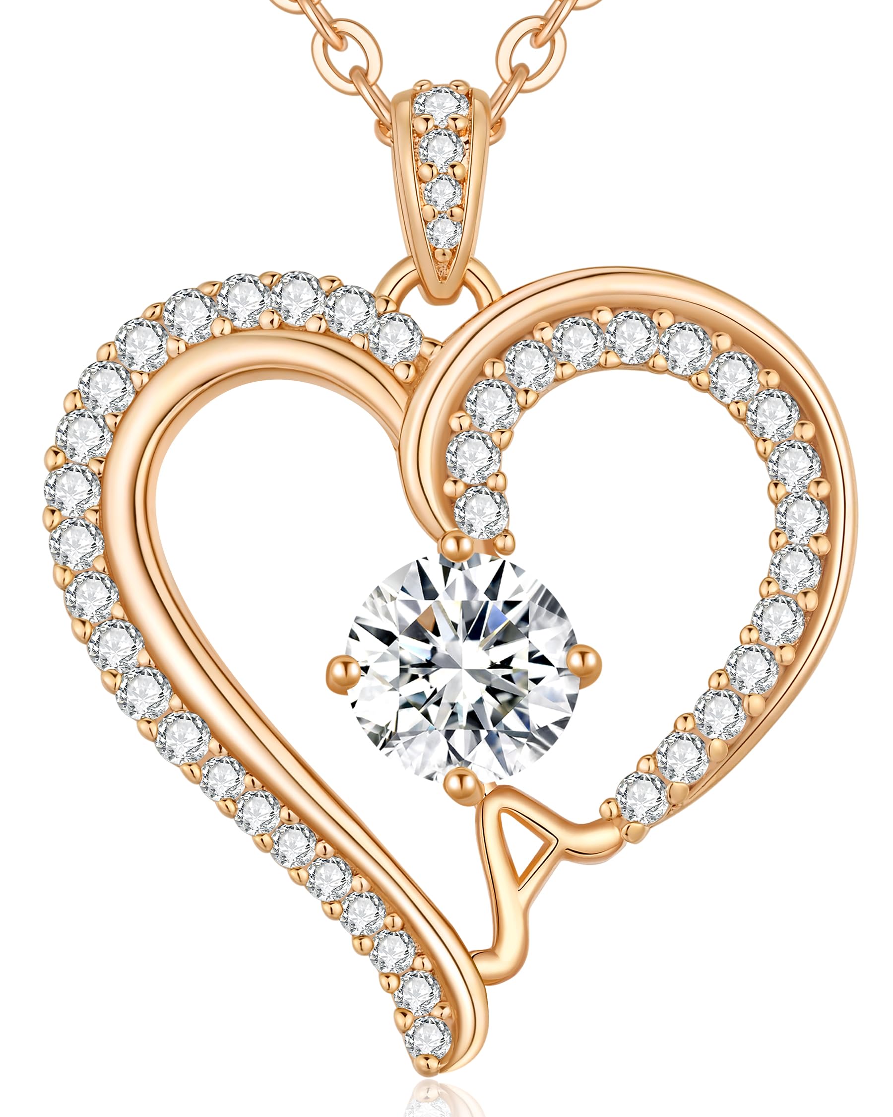 CDE Kette Damen mit Buchstabe Anhänger Herz Anhänger mit Zirkonia Schmuck Halskette für Frauen Geschenk für Freundin, Mama, Frau zum Geburtstag, Valentinstag Weihnachtsgeschenke