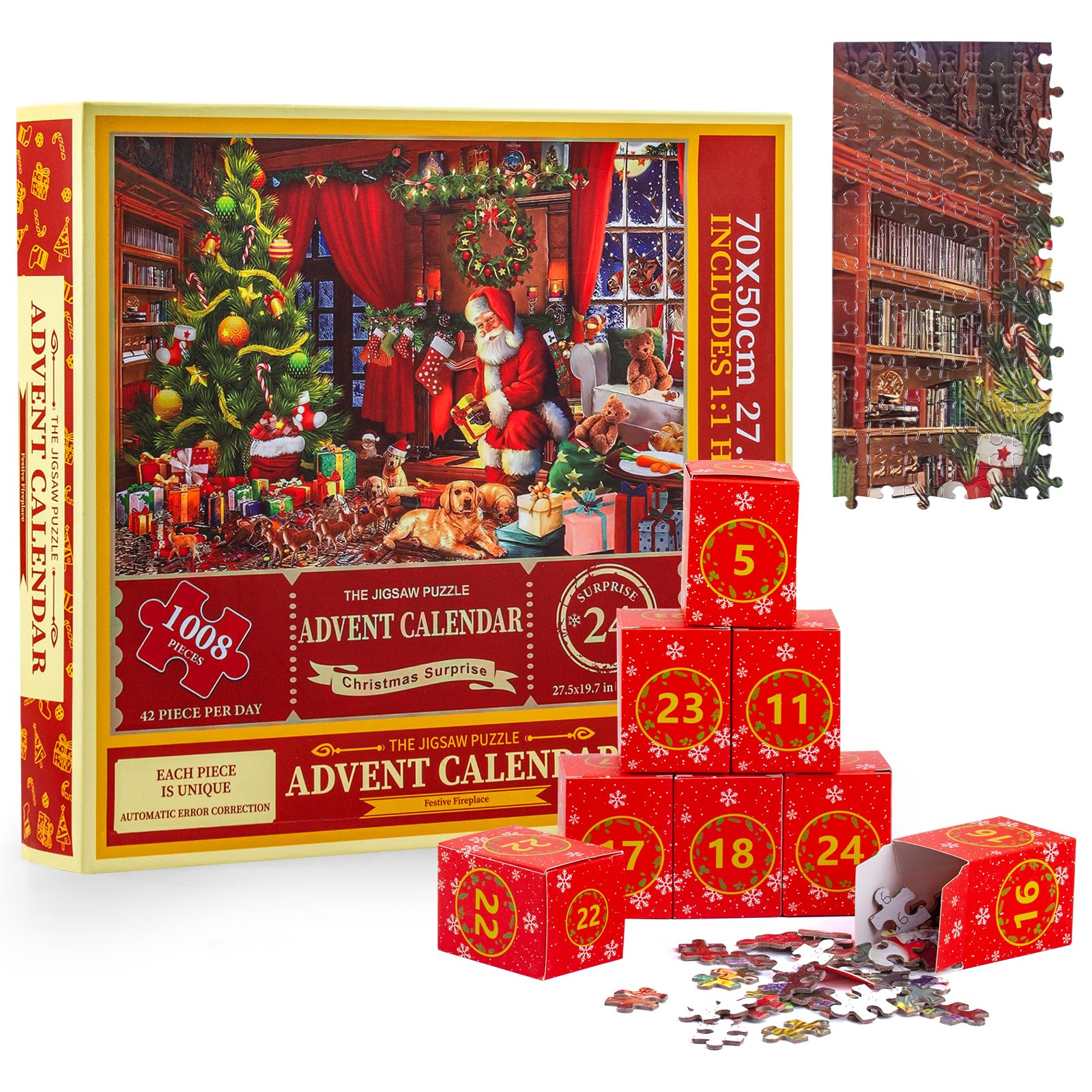 Adventskalender Puzzle 2025 Weihnachtsmann 1008 Teile – 24 Boxen Countdown Puzzle Für Erwachsene & Kinder