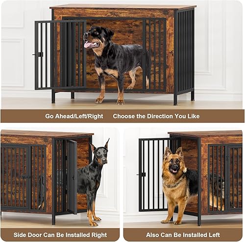 Miniatura 30 de EasyCom - Mueble jaula para 1 o 2 perros, individual o doble, resistente jaula para interiores, base para televisión, grande, 78.74 pulgadas