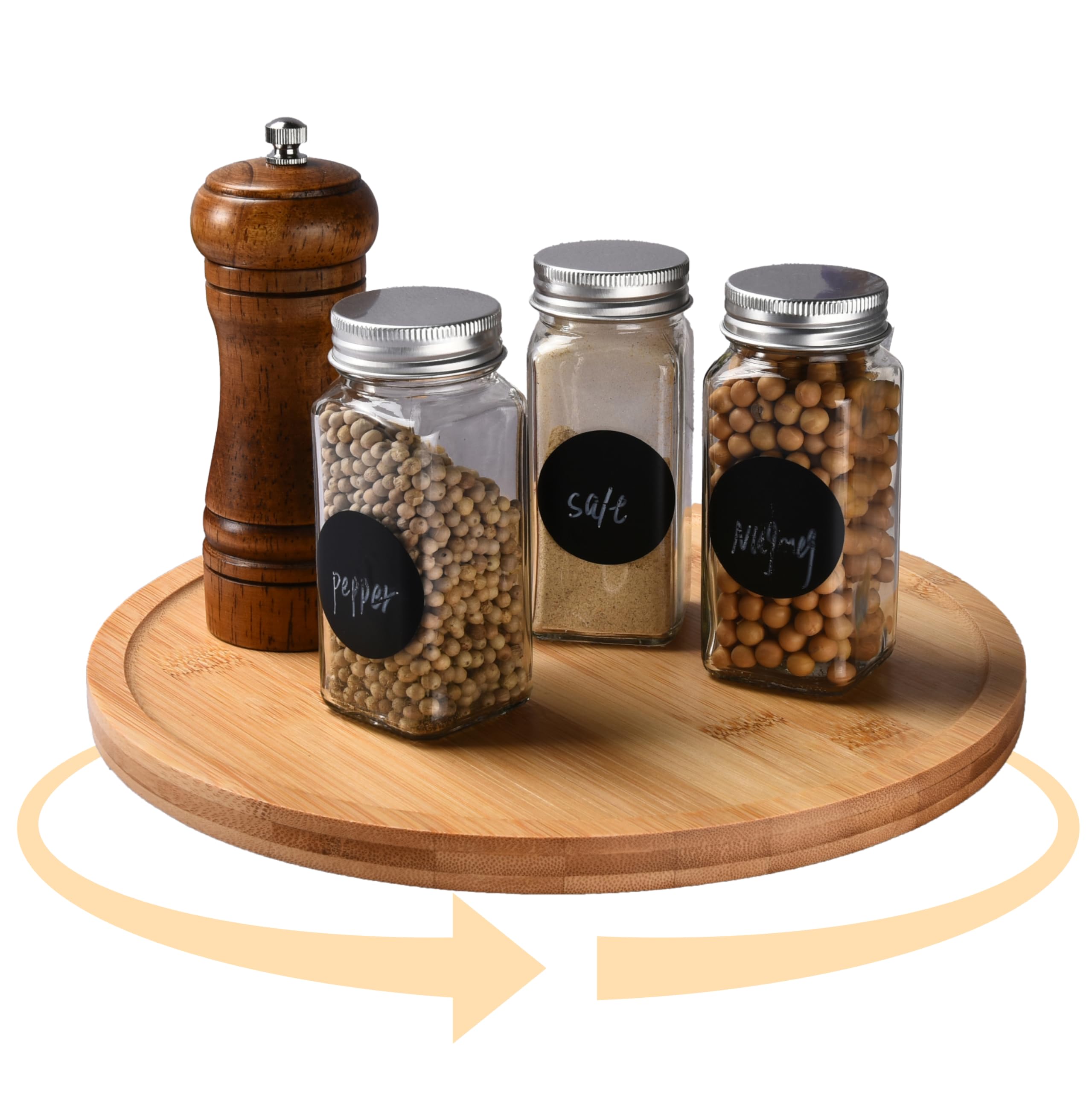 Prosumer's Choice Bamboo Lazy Susan Spinning Organizer Turntable - 10x10-Inch Revolving Condiment and Spice Rack - Multipurpose Rotating Bamboo Wood Organizer for Kitchen Countertop or Bathrooms