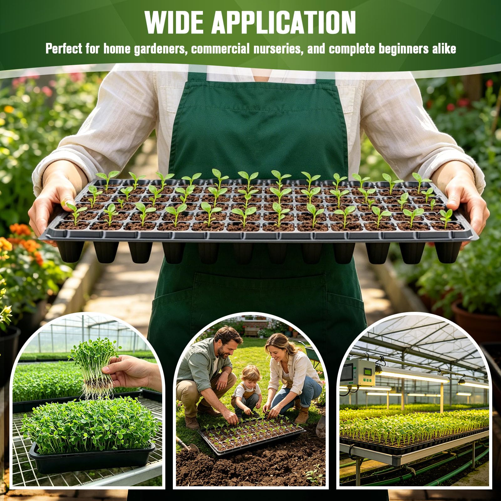 20er-Pack Saatgut-Starterschalen-Set, 10 Packungen mit 1020 Schalen und 10 Packungen mit 72 Zellen, robuste Kunststoff-Samen-Startschalen für Gemüse, Blumen, Kräuter, Sukkulenten