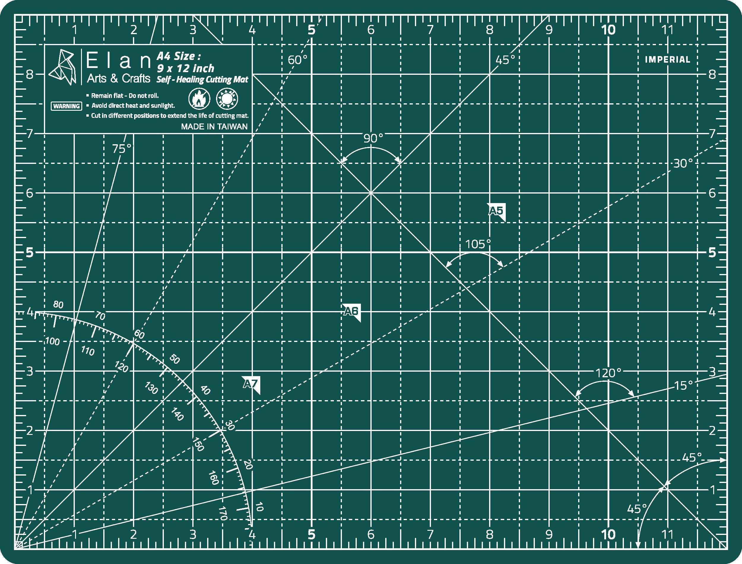 Elan Cutting Mat A4 Green, Self Healing Cutting Mat 9x12 Inch, 5-Ply Craft Board Green, Hobby Board for Crafts 9x12 Inch