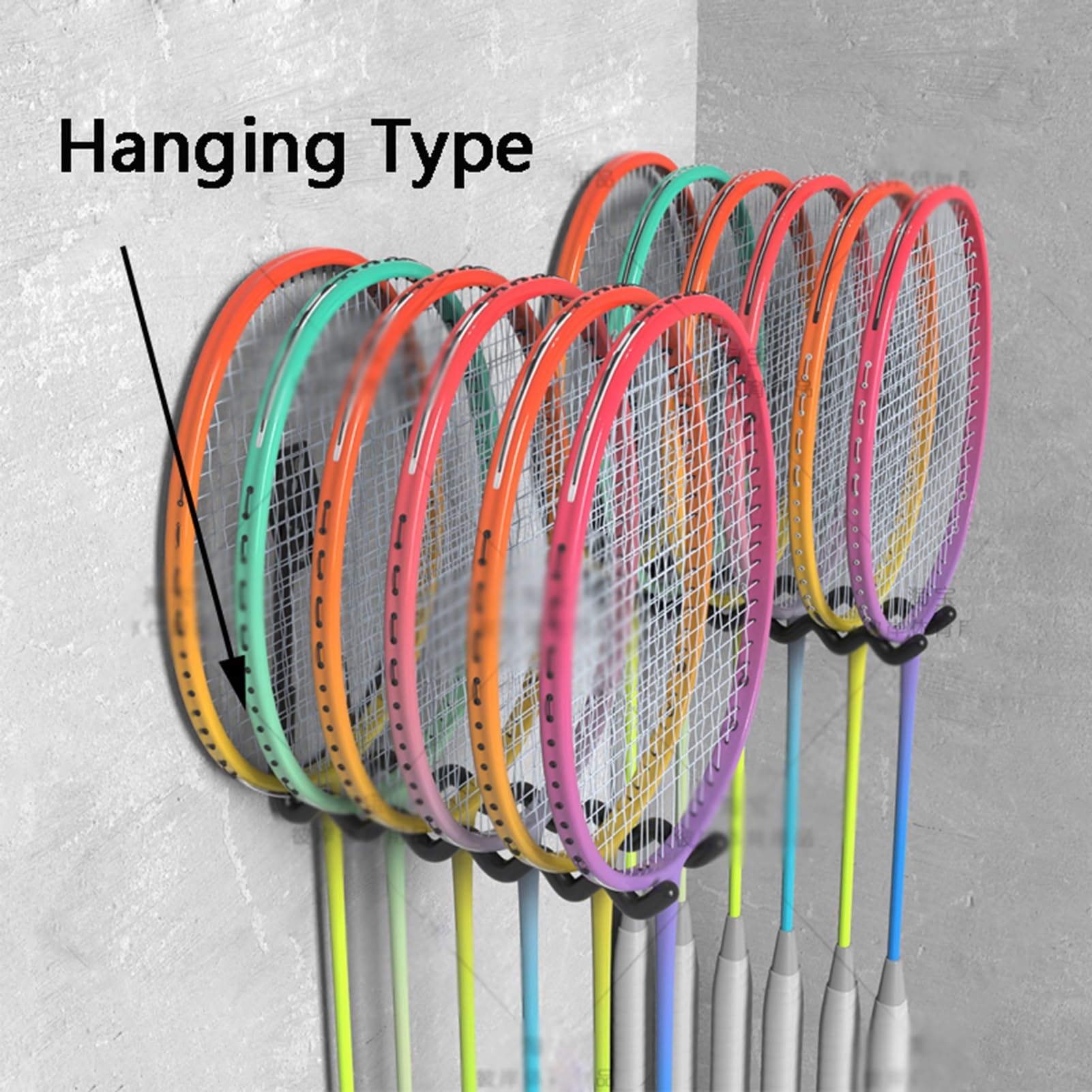 Adjustable Wall-Mounted – Slide Hooks For Tennis, Badminton & Ping Pong ...